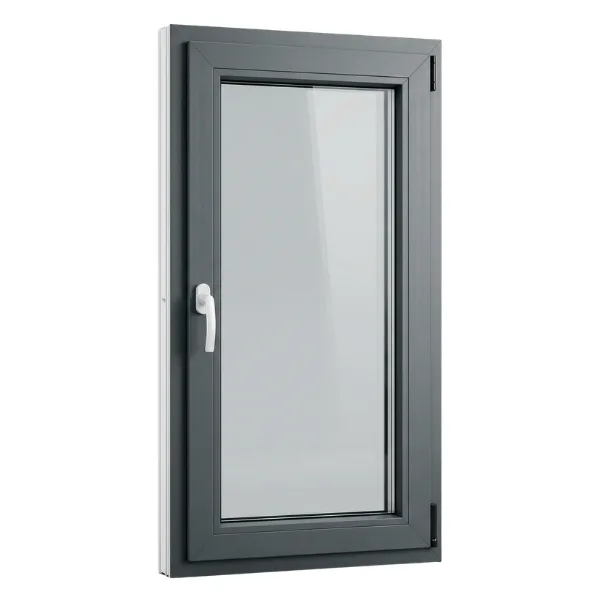 Uždarytas langas juodame rėme su rankena